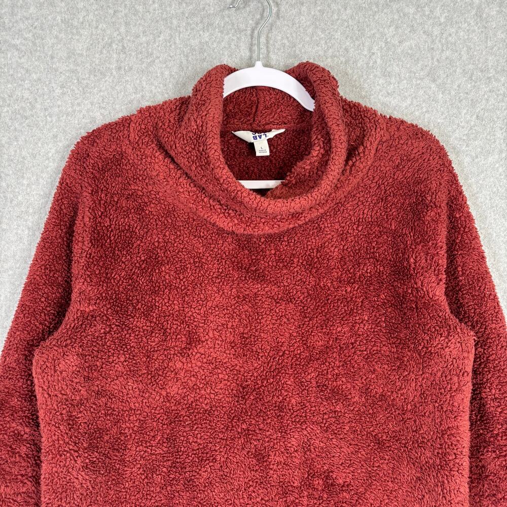 Joy Lab‎ Cowl Neck Sherpa Pullover Large Rust Burnt Comfy Cozy Fuzzy Teddy GORP - Picture 2 of 8